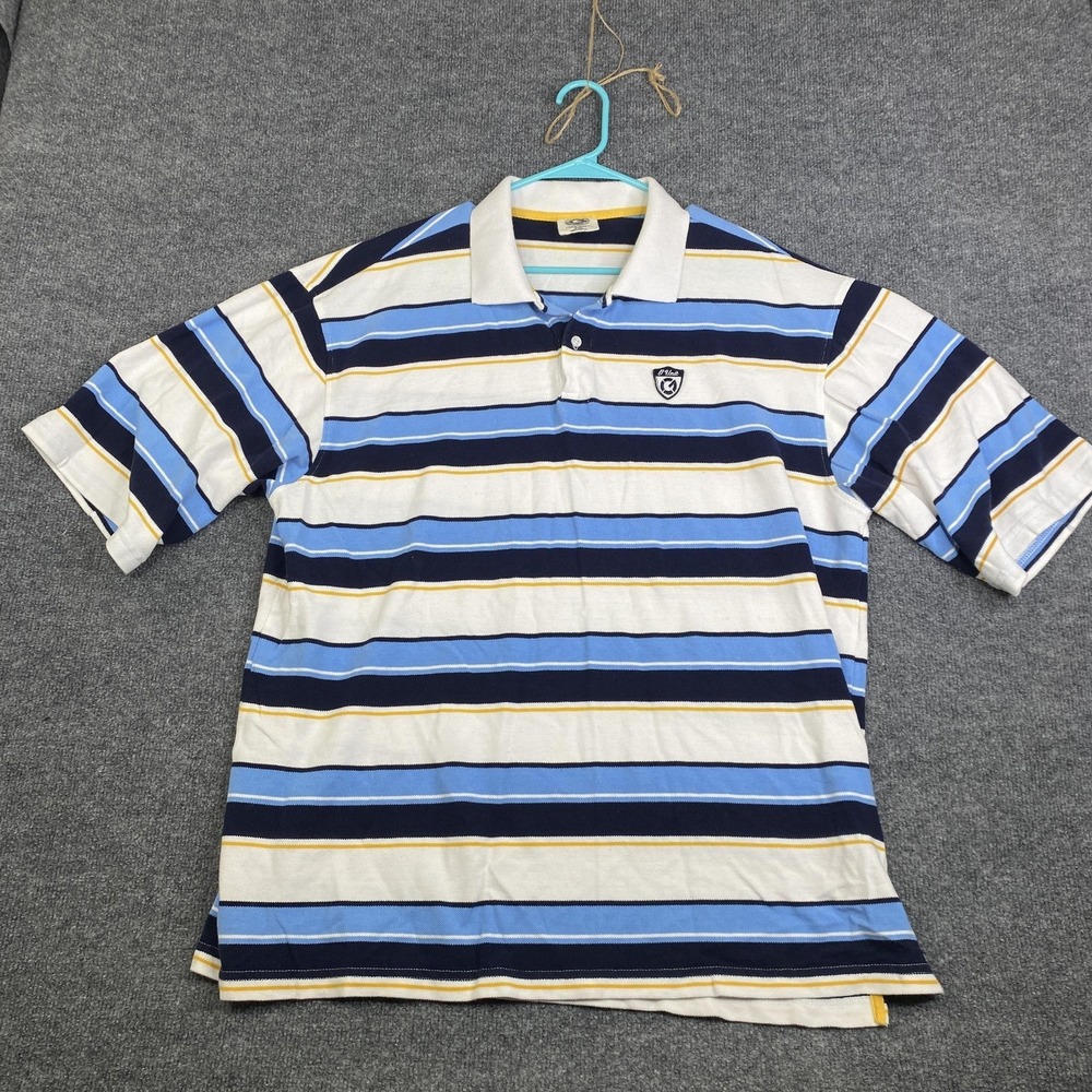 G-Unit Polo Shirt Mens 2XL Blue White Striped Heavy Weight 50 Y2K Streetwear